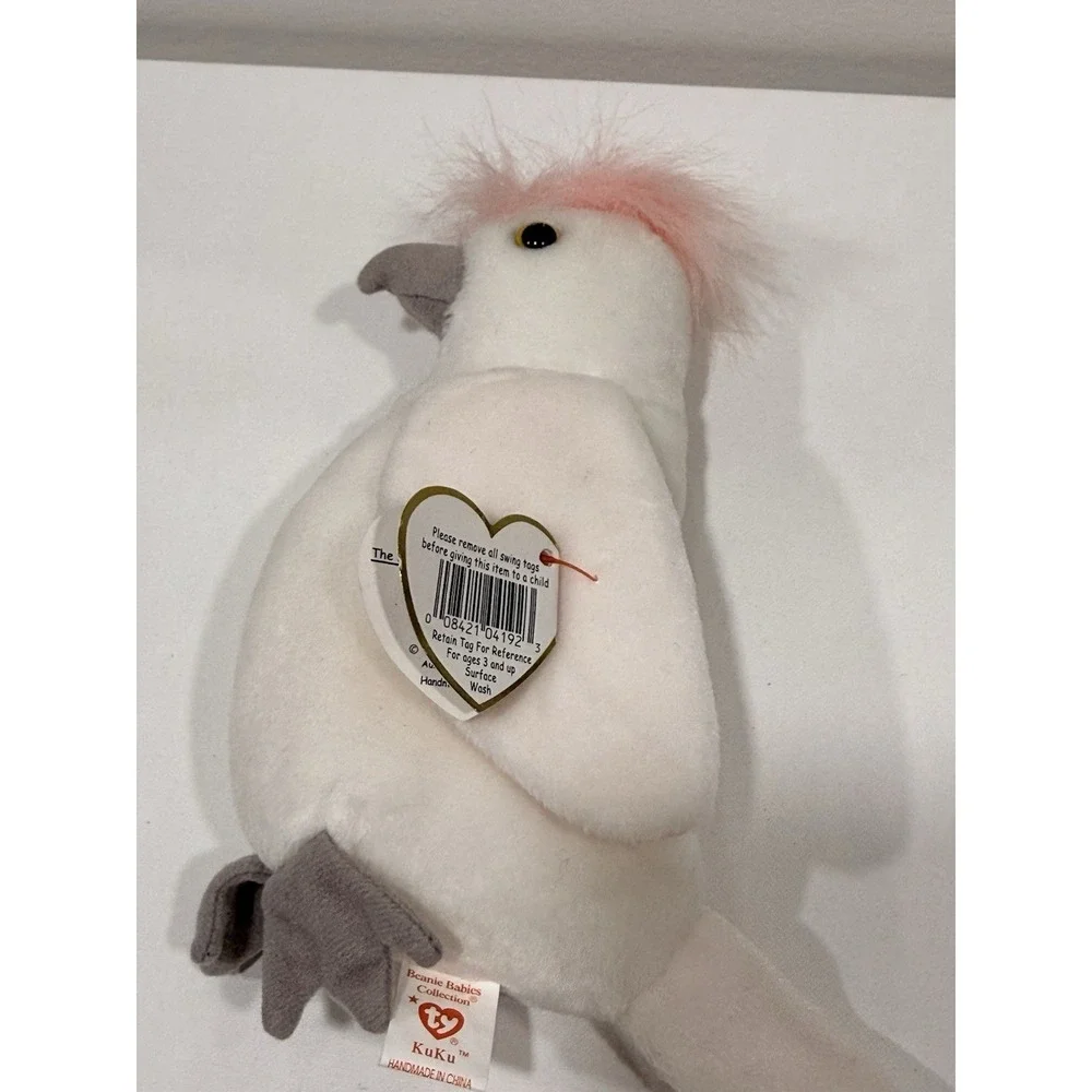 Ty Beanie Babies Kuku Cockatoo Bird With Tags *RARE ERRORS*